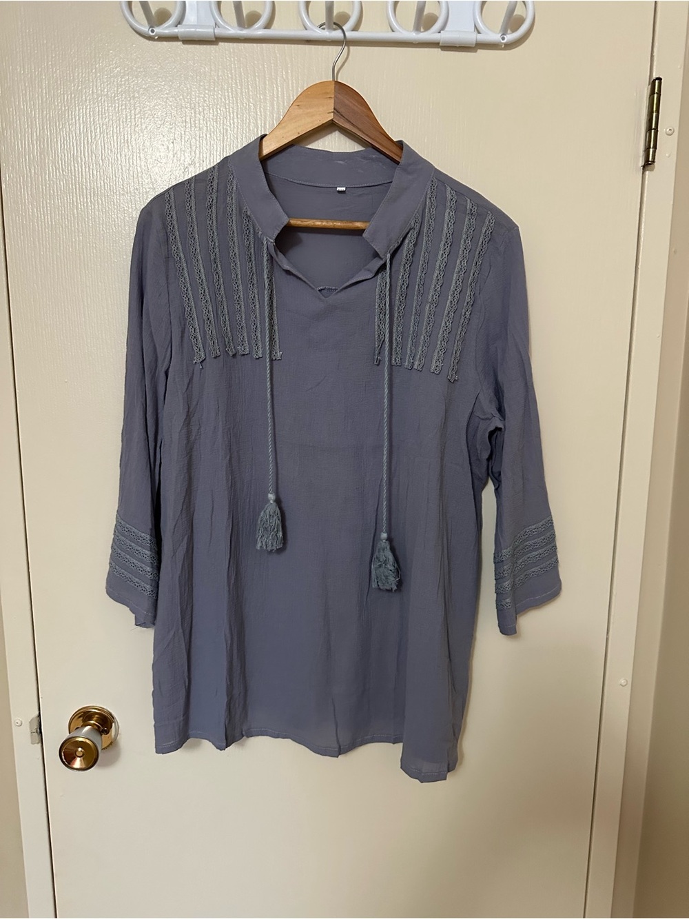 ❤️2for15 Women's Gray Tassel Tie Detail Boho Top